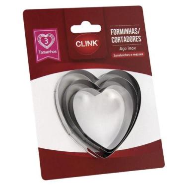 Imagem de Kit 3 Moldes Cortadores de Massa Biscoito Inox Desenhos Variados - Cli