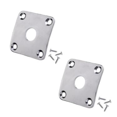 Imagem de DIAO79NI Jackplates quadrados de placa curvada de plástico profissional compatíveis com guitarra EUA Les Paul Epiphone Les Paul, cromada, conjunto de 2