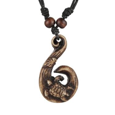 Imagem de STWTR Corrente com pingente de gancho de tartaruga havaiana - colar tribal maori, Standard, Material: resina, Sem Pedra Preciosa