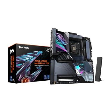 Imagem de GIGABYTE Placa mãe Z890 AORUS Master AI TOP Intel Core Ultra (Série 2) LGA 1851, E-ATX, DDR5, 4X M.2, PCIe 5.0, Thunderbolt 4, WIFI7, LAN 10GbE, EZ-Latch