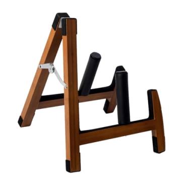 Imagem de simhoa Suporte elétrico de guitarra de madeira portátil portátil de instrumento portátil Stand para bandolim de violoncelo de guitarra elétrico acústico, Marrom Ajustável