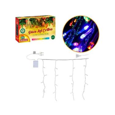 Imagem de Pisca Pisca Cortina 100 Leds - Colorido - Fio Transparente