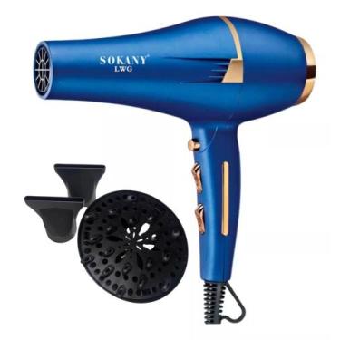 Imagem de Secador Profissional Com Difusor Cabelos Lisos Cachos Leve Cor Azul 12