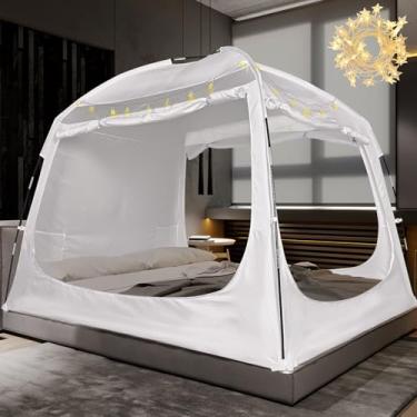 Imagem de Barraca de cama, dossel respirável 100% para adultos e crianças - Design original com redução de luz de 80% barracas de sonho para dormir, interior, portátil, grande espaço com cordão de luz, 3
