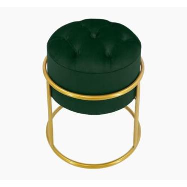 Imagem de Puff Banqueta Estofado Decorativo Base De Ferro Capitonê Suede Verde E