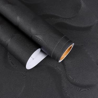 Imagem de EaseStick Papel de parede geométrico para contato preto estampado 39,9 cm x 1,198 cm Papel de parede 3D preto fosco removível texturizado à prova d'água papel de parede escuro moderno para parede de