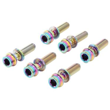 Imagem de Parafusos de Caule de Bicicleta, 6pcs Liga de Liga M5x20mm Parafusos de Holonete de Bicicleta de Fone de Moça Com Arruela para Bicicletas de Bicicleta de Montanha Bicicletas (Cor)