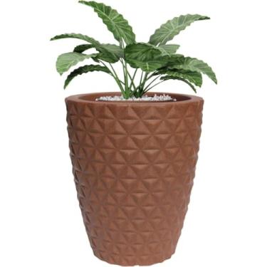 Imagem de Vaso Grande P/plantas Coluna Diamante Polietileno Jardim (Marrom)
