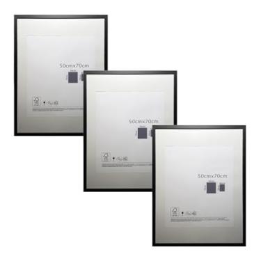 Imagem de KIT 3 Porta Retratos Quadrado de Vidro com Paspatur Expositor para Fotos 70x50 Versátil para Parede ou Balcão Outlet dos Quadros (Preto)