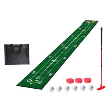 Imagem de simhoa Guia de alinhamento de putting de golfe MAT AIDA de TREINAMENTO de GOLF GOFT para EXERCÍCIO GOLFING Indoor, Vermelho com Bola de Putterballs