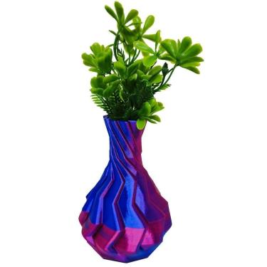 Imagem de Vaso 3d Torcido Plantas Decorativo 15 Cm - Bicolor Azul E Vermelho