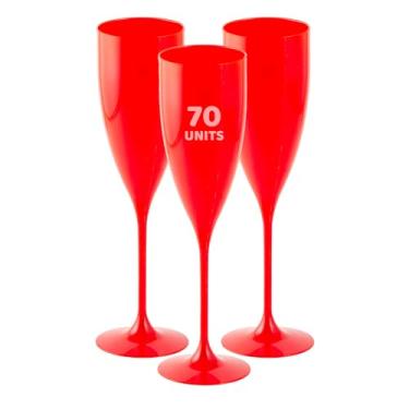 Imagem de Grupo Mirandinha Taças de Champagne Acrílico 160 ml – Kit com 70 Unidades – Design Sofisticado, Resistente e Reutilizável – Ideais para Casamentos, Aniversários e Decoração de Festas - Vermelha