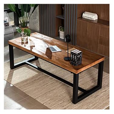 Imagem de 5sssallefaa Mesa de escritório estilo industrial, mesa de 5 cm de espessura e pernas de mesa de metal, bancada de trabalho pessoal simples (espessura 5 cm 120 x 60 x 75 cm) (espessura 5 cm 100 x 60 x