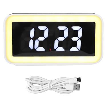 Imagem de Despertador digital de Vomeko para quarto, despertador de carregamento sem fio, carregamento reverso de USB LED de tela grande despertador digital para o quarto (Branco)