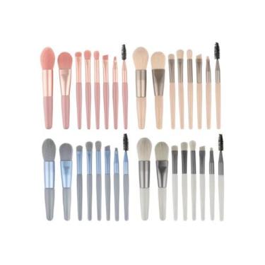 Imagem de Kit 8 Pincéis Maquiagem Com Estojo Transparente Para Viagem - Aqui tem