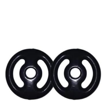 Imagem de Kit 2 X Anilhas De 10Kg Emborrachada Super Premium Preta - Anilhas&Cia