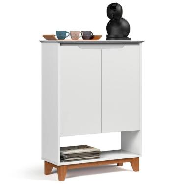 Imagem de Aparador Cantinho Do Café 2 Portas 68cm Hall Flow Branco - Ej Móveis