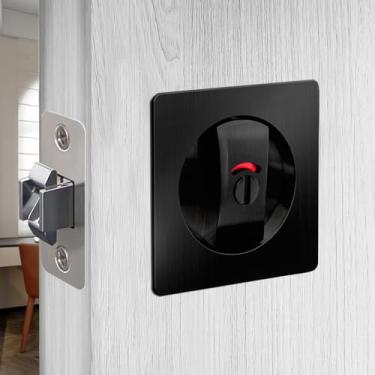 Imagem de Fechadura indicadora de porta de bolso, maçanetas embutidas, trinco de privacidade para cama/banho de 4,5 cm a 6,5 cm de espessura, porta, 3 chaves, preto