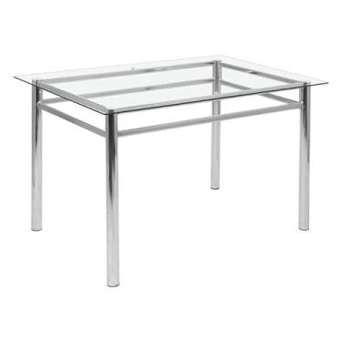 Imagem de Mesa de Jantar Retangular com Tampo de Vidro Renata Cromada 120 cm