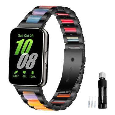 Imagem de Gheper Pulseira de relógio de aço inoxidável de resina compatível com Samsung Galaxy Fit3 SM-R390 SM-R390 pulseira de metal de substituição para homens e mulheres