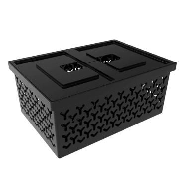 Imagem de Caixa Organizadora com Tampa Preta Cesto Médio Crippa Brinquedos Closet Lavanderia