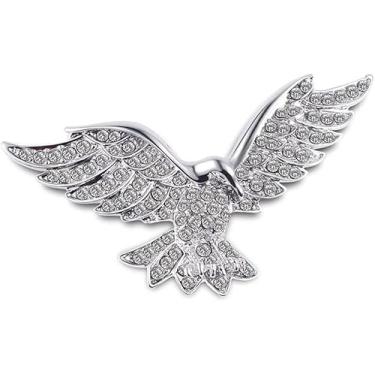 Imagem de Alfinetes de broche, broche de personalidade de águia voadora broche acessórios de pescoço terno pino fivela distintivo de moda masculina (cor: prata), One Size, Ágata