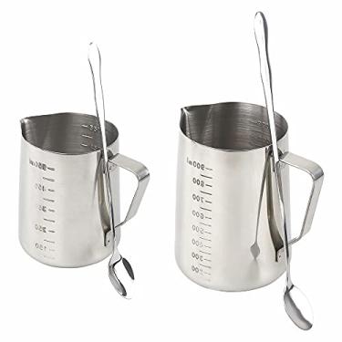 Imagem de 2Pack Candle Making Pouring Pot with 2 Long Spoons, Candle Wax Melting Pot Measuring Cups Stainless Steel Candle Making Wax Pouring Pot Pitcher, Dripless Pouring Spout(600ml, 900ml)