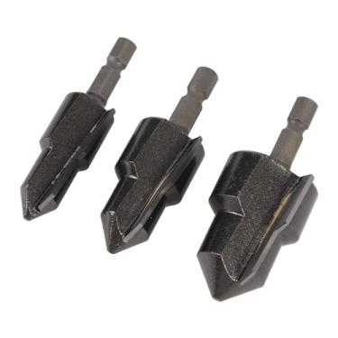 Imagem de Broca Escareadora de Metal de 3 Peças, Haste Hexagonal de 1/4 pol. Conjunto de Broca de Chanfro Escareador de 90 Graus para Plástico de Madeira, Material de Liga de Carboneto