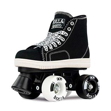 Imagem de Crazy Skates Rolla Roller Skates para meninos e meninas - estilo tênis infantil Quad Skates preto (tamanho: masculino 2 / feminino 2)