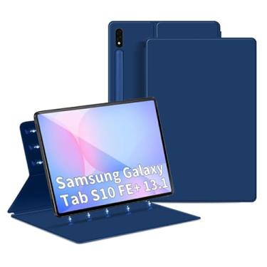Imagem de QYiiD Capa magnética para Galaxy Tab S10 FE+ 33.3 cm/Galaxy Tab S10 FE Plus com suporte para caneta, capa magnética leve e fina com hibernar/despertar automático para Tab S10 FE+ (SM-X620/X626B), azul