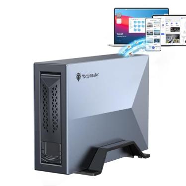 Imagem de Yottamaster Gabinete NAS para HDD/SSD SATA de 18 TB de 3,5 polegadas e 2,5 polegadas, armazenamento conectado à rede de 1 compartimento, RAM DDR4 de CPU Quad Core, nuvem doméstica privada, Ethernet de