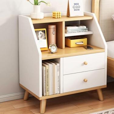 Imagem de Mesa de cabeceira moderna mesa lateral multifuncional armário de armazenamento mesa final com gaveta e prateleira aberta para sala de estar, quarto, cabeceira, entrada, casa, escritório, D
