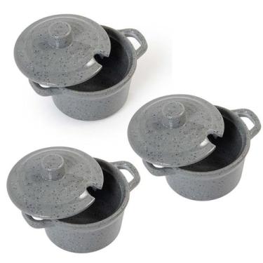 Imagem de 3 Mini Molheiras Com Tampas Cinza 100% Melamina Gourmet Mix
