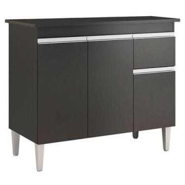 Imagem de Balcão de Cozinha Tatiane com Tampo 100cm Preto Fosco - AJL - AJL Móve