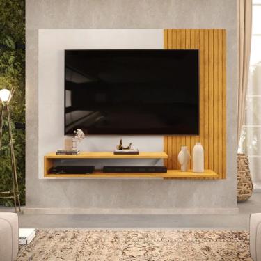 Imagem de Painel para TV Ate 50 Polegadas Ripado 2 Prateleiras Nando Cedro Bali 