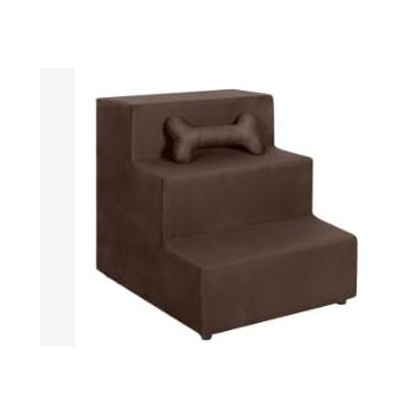 Imagem de Hierarquia Pet 3 Degraus Rampa Almofadada Suede Cinza Cinza (grátis Almofada Pet Osso)(MARRON)