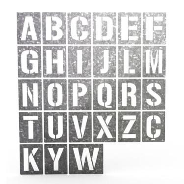 Imagem de Stencil do Alfabeto em Chapa Galvanizada Vazada do 0 ao 9 com 20cm de Altura Reutilizáveis Pintura com Tintas Base Água ou Solvente