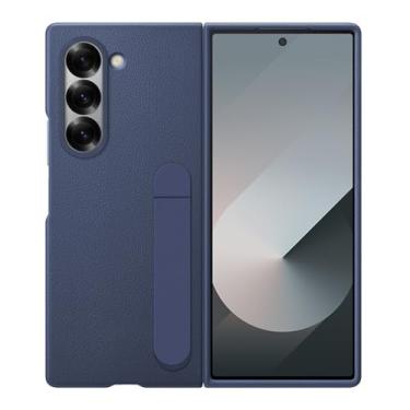 Imagem de HAO RIYLN Capa de couro para Samsung Galaxy Z Fold6, capa de proteção à prova de choque com suporte oculto textura lichia ultrafina, azul, Z DOBRAD6