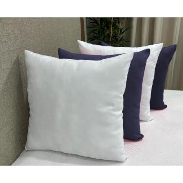 Imagem de Kit com 4 Capas de Almofada Decorativas Micro Percal 400 fios Sala Sofá Coloridas (Marinho/Branca)