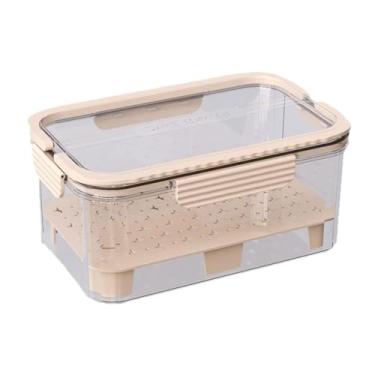Imagem de Ioensy Ice Chilled Camping Food Container Snack Box Clear With Handle Fruit Storage Container For Refrigerator Fruits Meal Outdoor, Bege