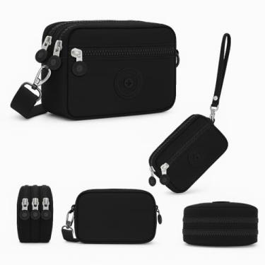 Imagem de Bolsa Carteira Feminina com Al?a, Pequena, Multi-compartimentos (PRETA)