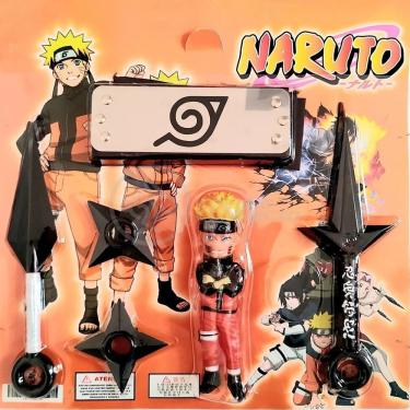 Imagem de Kit Boneco Naruto 15Cm + 2 Shuriken + 1 Bandana + ...