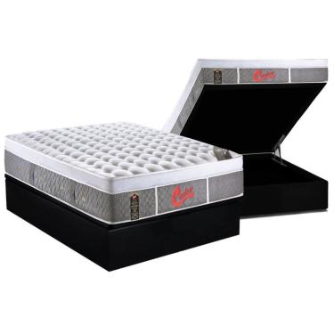 Imagem de Cama Box Baú Casal: Colchão Molas Ensacadas Castor Plush+Base Black(138X188)