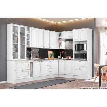 Imagem de Cozinha Henn Americana 14Pçs (3 Armários + 4 Balcões + 1 Paneleiro + 6 Complementos) C14p01 Branco