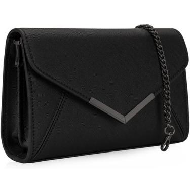 Imagem de Bolsa embreagem feminina DEXMAY em couro saffiano sintético preta - DE