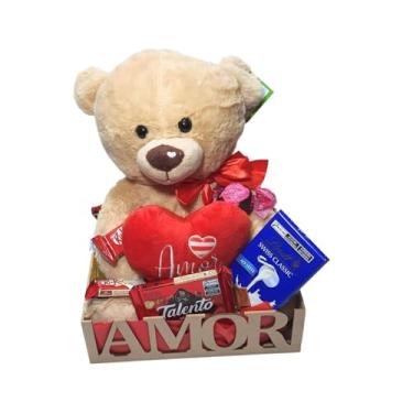Imagem de Cesta Namorados com Urso Coração, Chocolate Suíço e Bombons