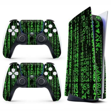 Imagem de HK Studio Matrix Art Decal Sticker Skin Specific Cover for Both PS5 Disc Edition and Digital Edition - Waterproof, No Bubble, Including 2 Controller Skins and Console Skin