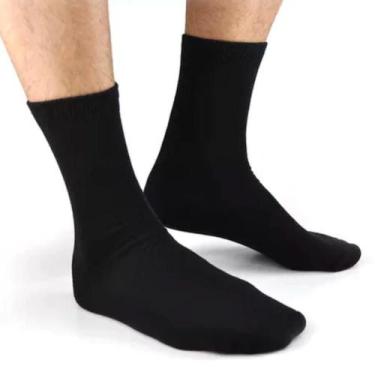 Imagem de Par de Meia Algodão Masculina Adulto Cano Longo Alto - DCAZA, Preto