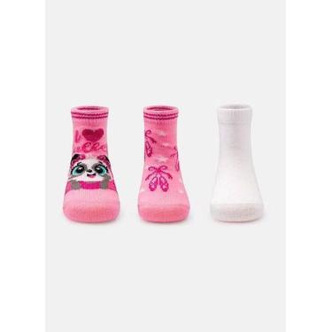 Imagem de Kit Meia Bebê Menina E Menino 3 Pares Algodão Puket, Menina panda, 5-8