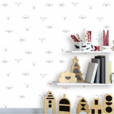 Imagem de Papel de Parede Autocolante Gatinhas Amigas Rosa 270 - Inove Papéis de